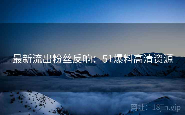 最新流出粉丝反响：51爆料高清资源